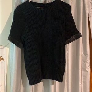 Banana Republic Oversized sweater w leather cuffs